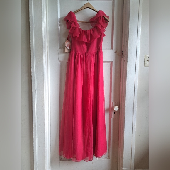 1950's Evening Dress Fuschia Vintage Homemade Prom Size XS/S Pink Wedding Guest - Picture 7 of 7